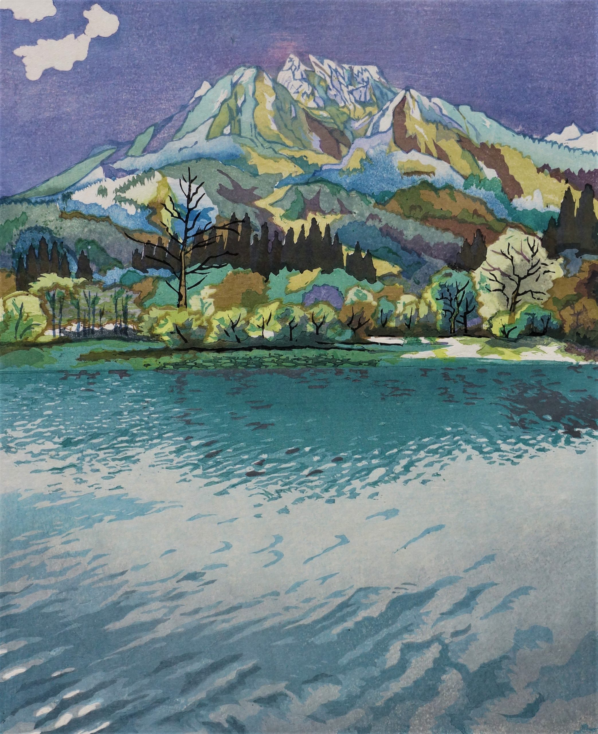 版画 冬の地藏岳オベリスク 杉山修 No.59 香ばしくっ